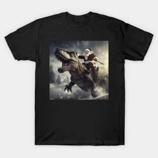 Santa Claus riding T-rex T-Shirt